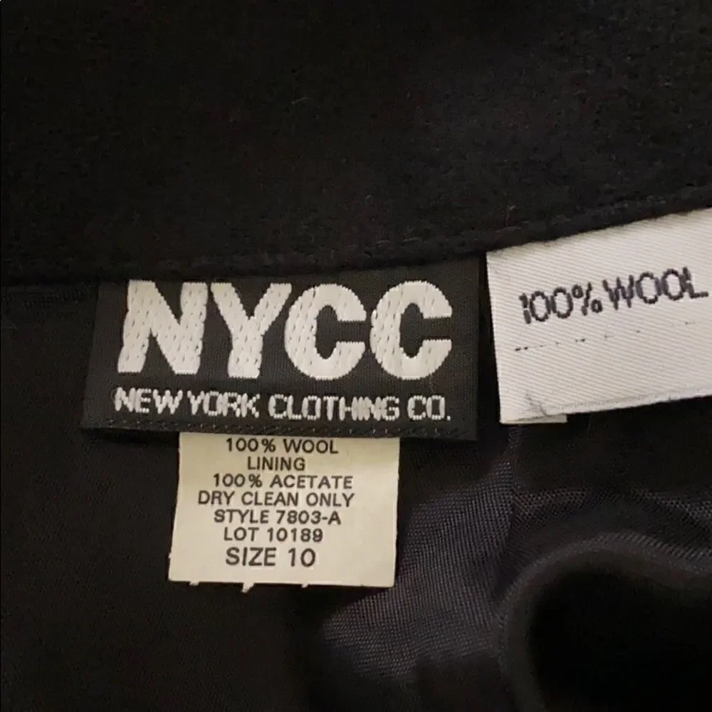 NYCC  black lined pencil skirt 100% wool size 10